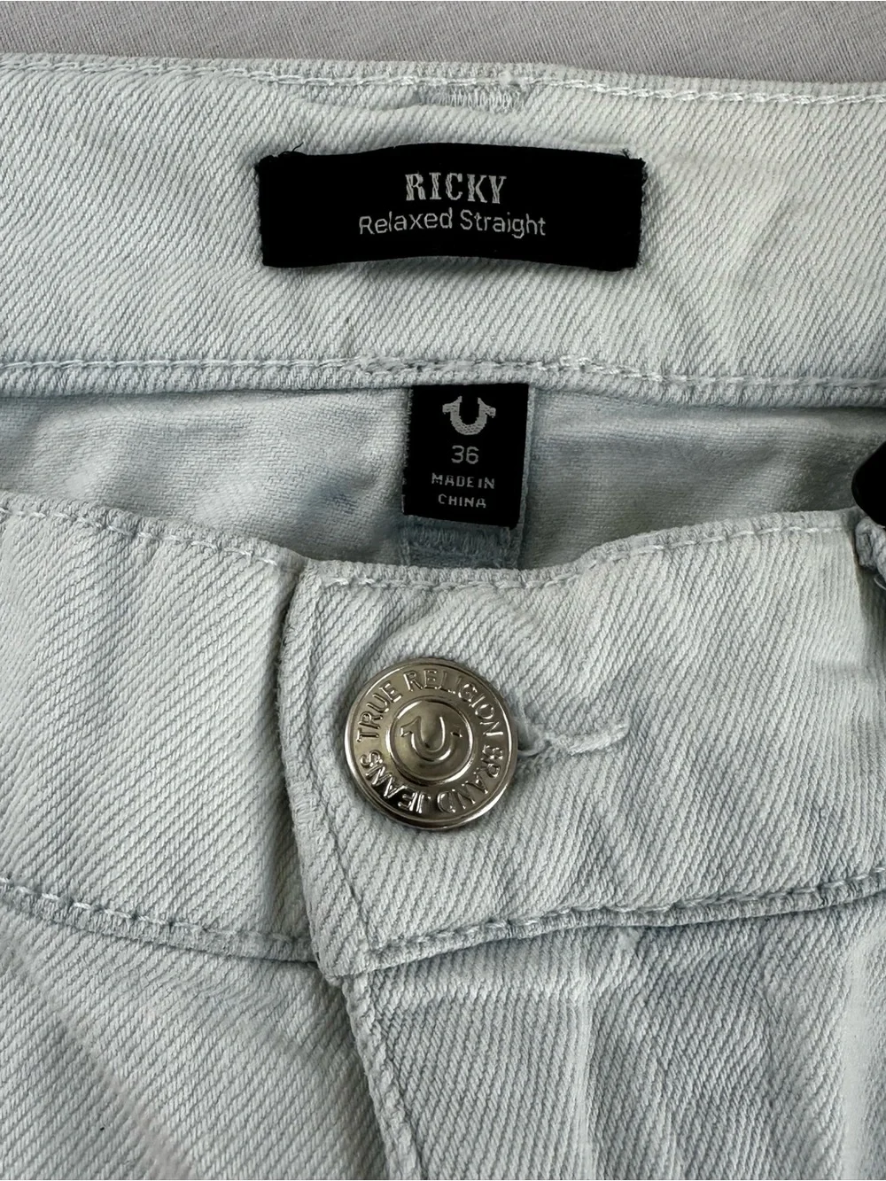 True Religion Men's Tie-Dye Straight Jeans - Blue on White